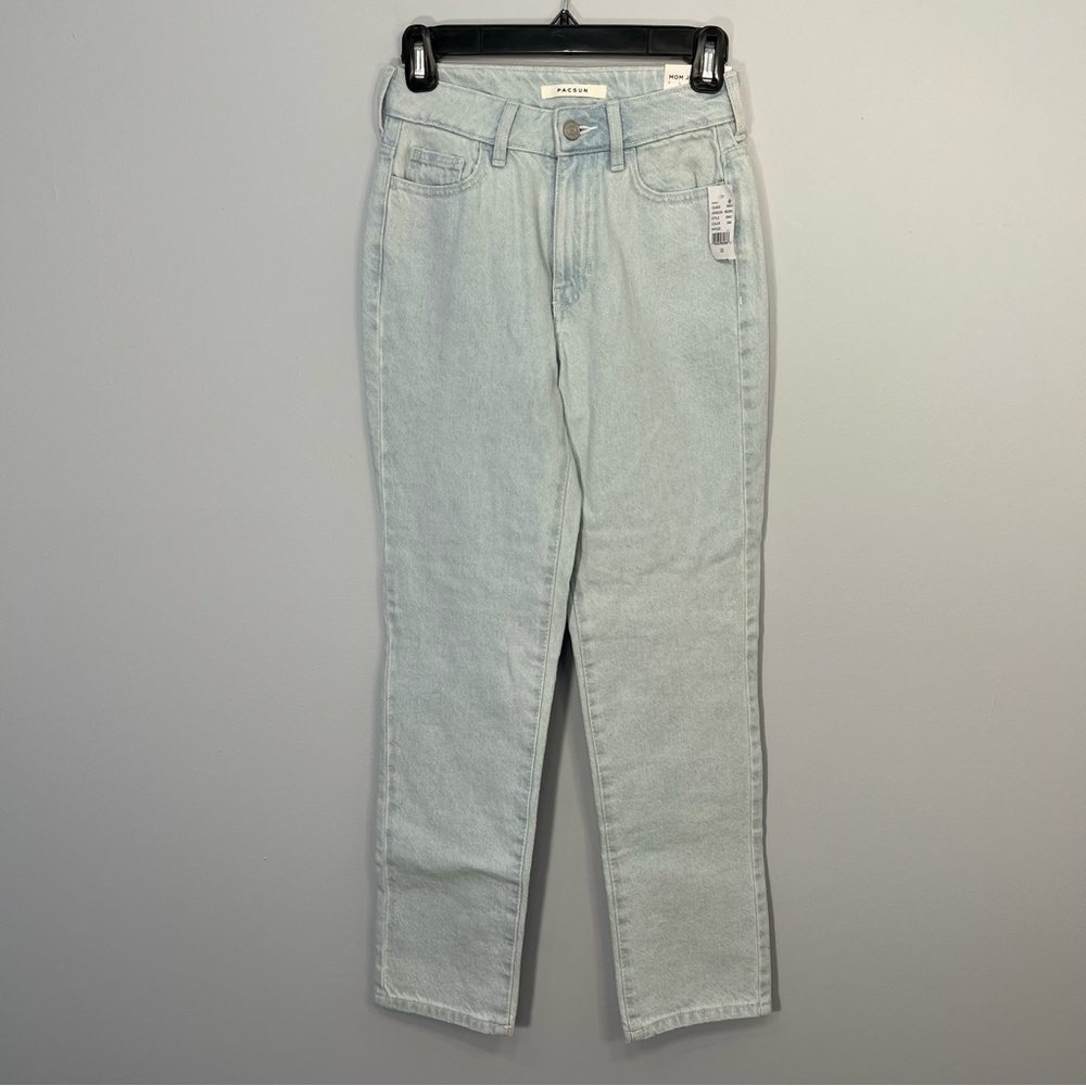 NEW PacSun Pants Womens 22 Blue Light Wash Mom Jean 100% Cotton Denim High Waist